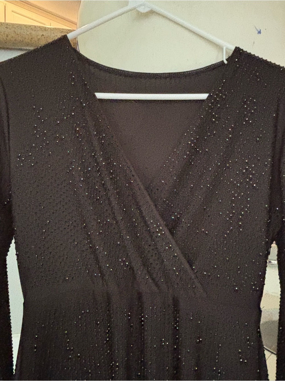 Beulah Black Long-Sleeve Beaded V-Neck Dress